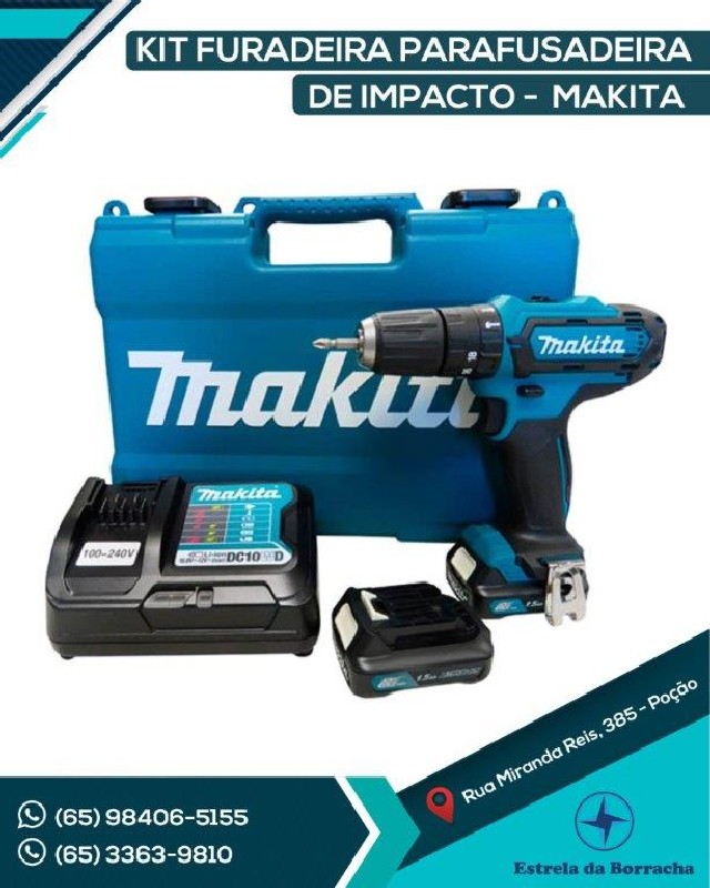 KIT FURADEIRA PARAFUSADEIRA DE IMPACTO MAKITA